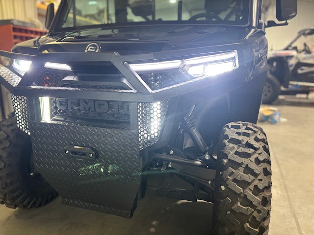 IronHaven Big Boy Front Bumper side profile — carbon steel checkerplate